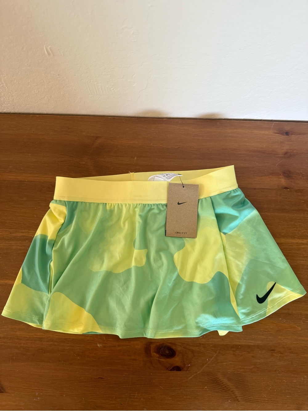 Nike Yellow and Mint Green Camo Athletic Skort